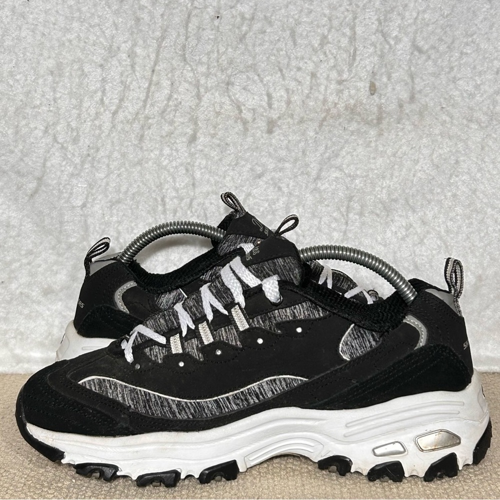 Skechers D'Lites Womens Black/White Me Time Leather/Textile Sneakers Shoes SZ 7 - Picture 7 of 11